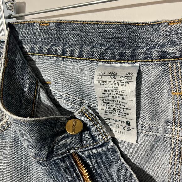 Carhartt Straight Leg Relaxed Fit Distressed Casual Blue Jeans Men’s Size 38x32 - Picture 3 of 6